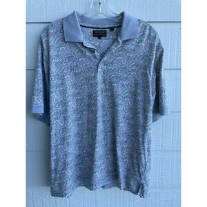 COLOURS by Alexander Julien blue paisley polo L 100% Cotton